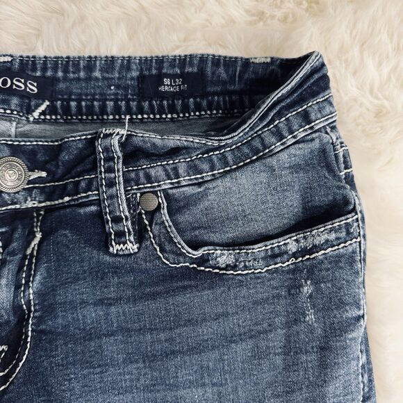 Vigoss Slim Boot Jeans Womens 6 Blue Heritage Fit Distress Measures 30 x 29.5 - Picture 6 of 10